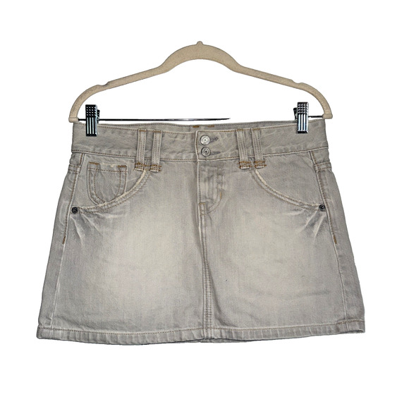 Vintage Y2K Gap Denim Mini Skirt Women's Sz 4 Gray Light‎ Wash Distressed - Picture 1 of 13